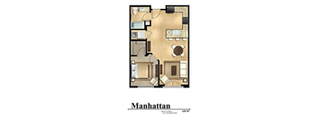 Manhattan 1 bed 1 bath 638