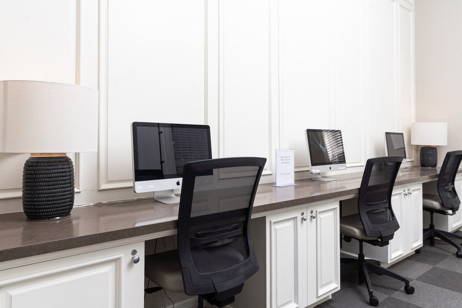 Business center with computers