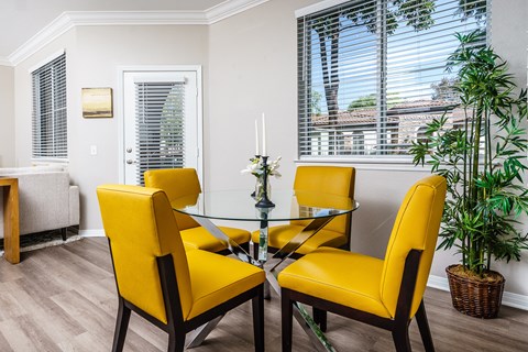 furnished dining area furnished dining area at Missions at Chino Hills, Chino Hills California
