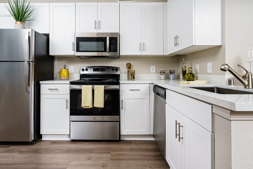 furnished kitchen with stainless steel appliances