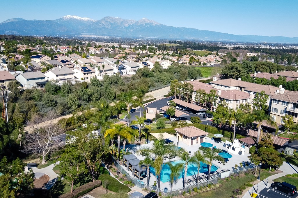 missions at chino hills aerial view of the pool