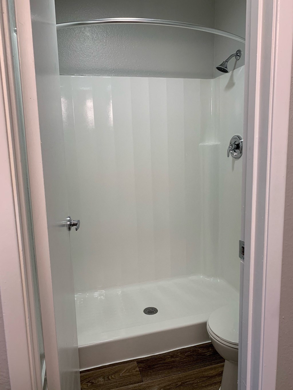 a small bathroom with a shower and a toilet at Monaco at McCormick Ranch, Scottsdale, 85258
