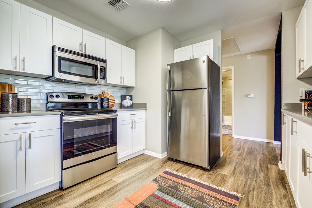Kitchen with stainless steel appliances