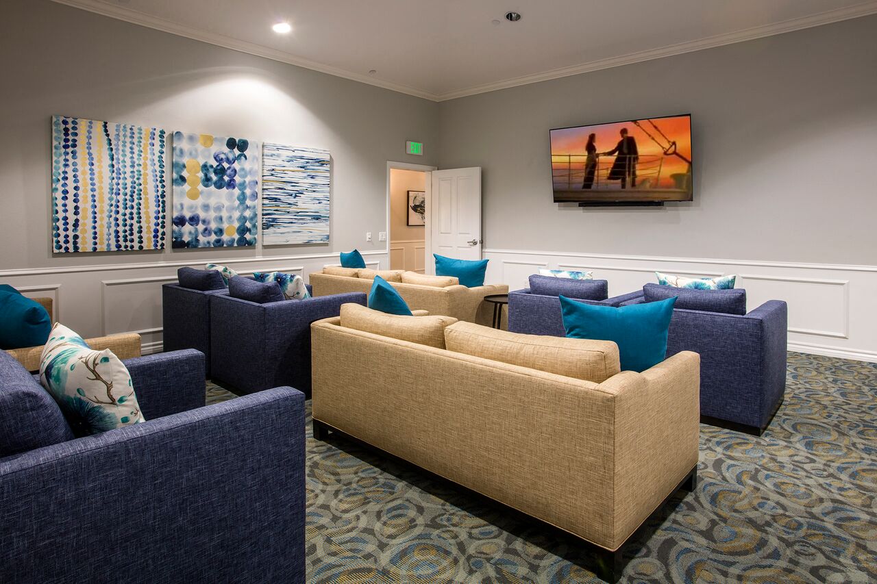 Beautifully Appointed Movie Room at 55+ FountainGlen Grand Isle, Murrieta, CA, 92562