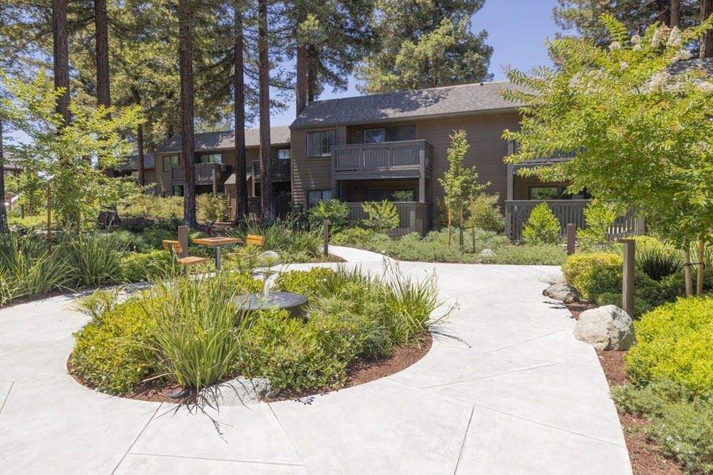 Walkway to apartment building