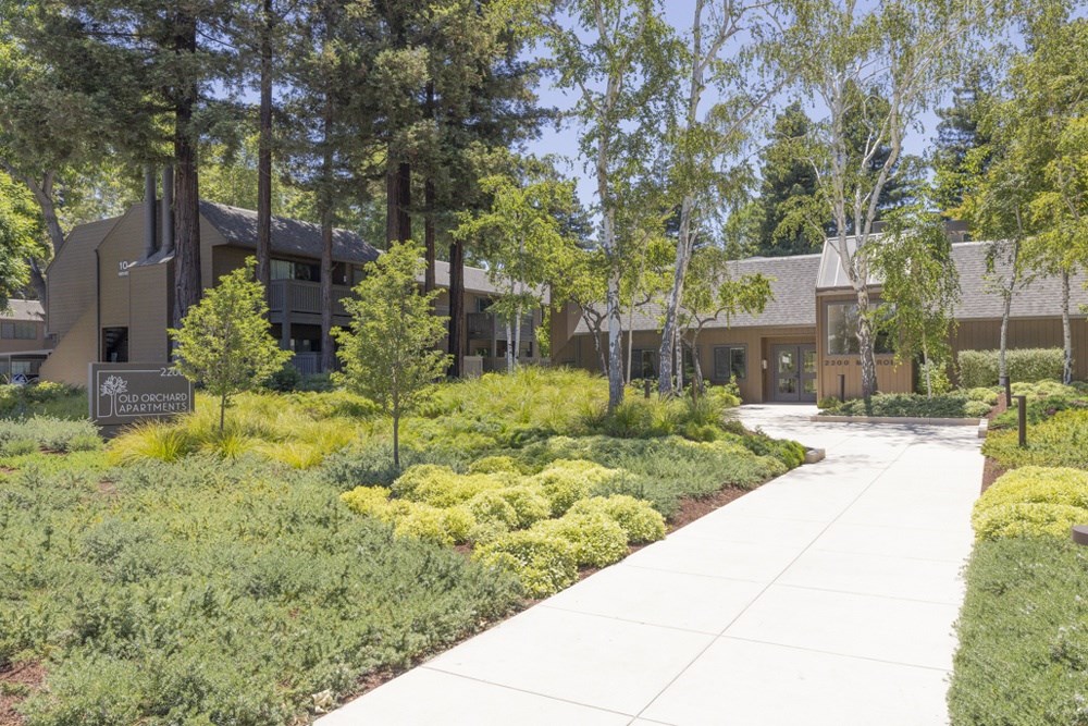 Walkway to apartment building