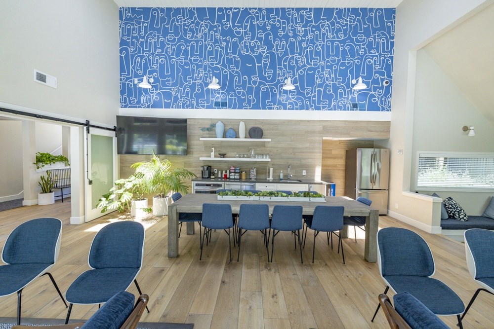 Clubroom with a table and chairs.