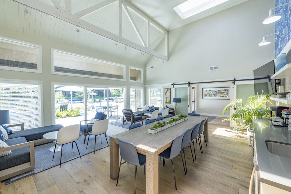 Clubroom with a table and chairs.