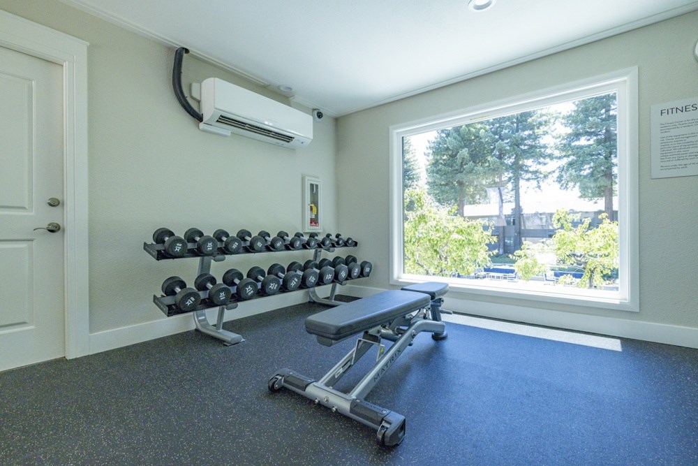 A gym with fitness equipment