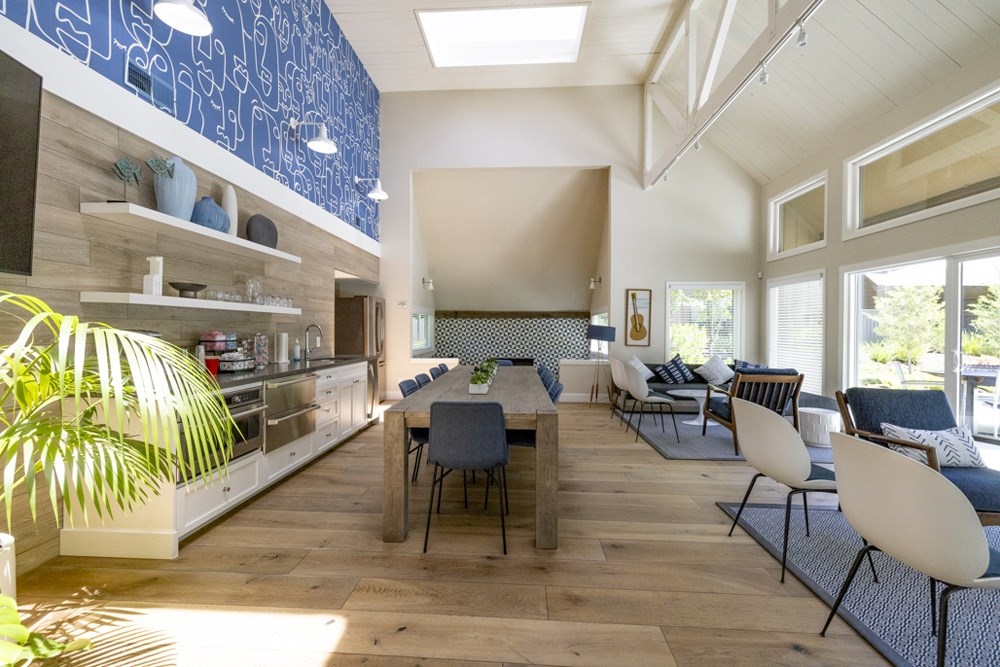 Clubroom with a table and chairs.