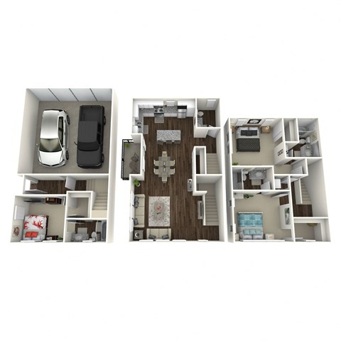 Plan 2 floor plan image - 3 bed 3.5 bath - 1546 sqft