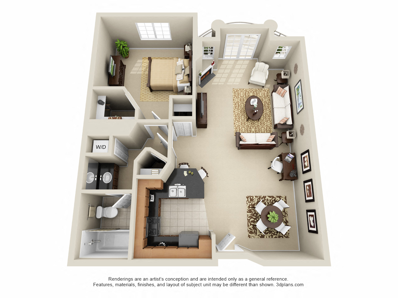 One Bedroom B_742 Square Feet at The Preston Miracle Mile Apartments, Los Angeles, California