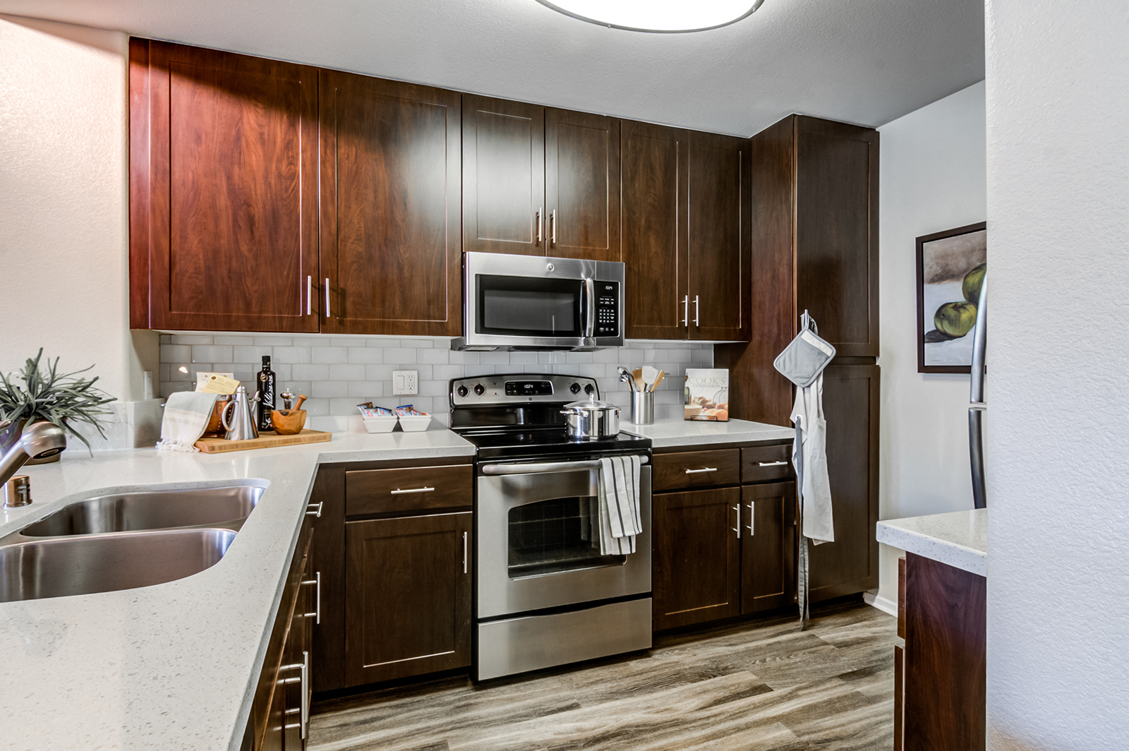 Kitchen with stainless steel appliances