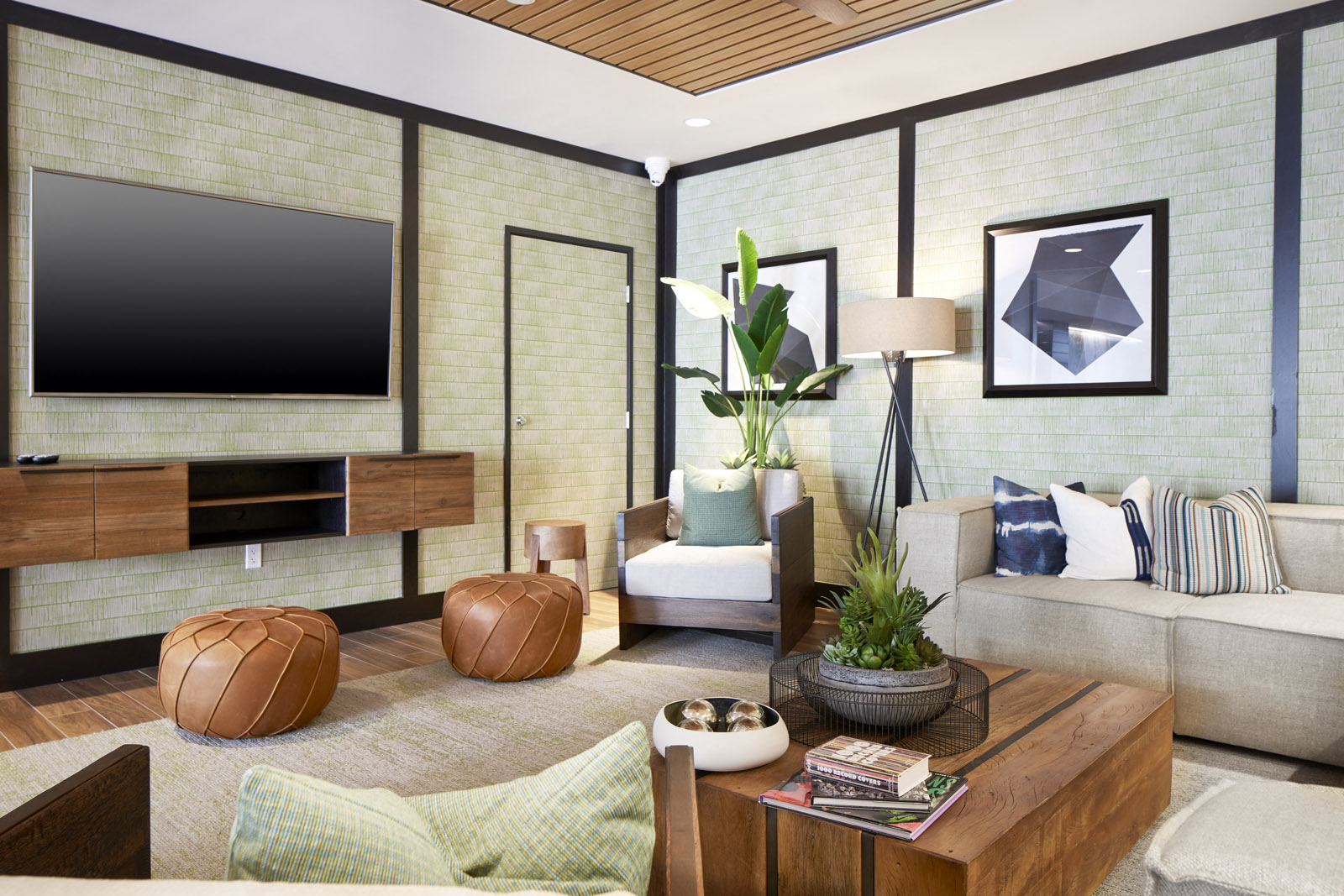 Clubroom seating area and TV