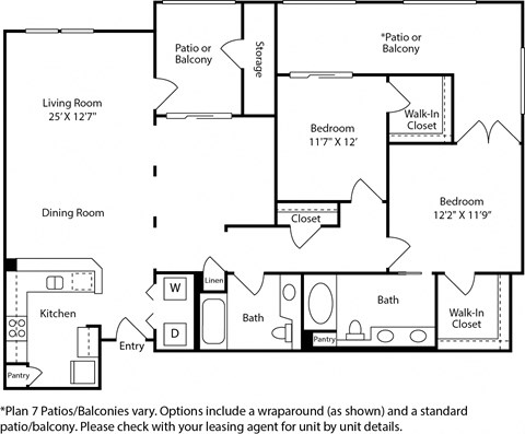 7b floor plan at The Promenade Rio Vista, San Diego, CA, 92108