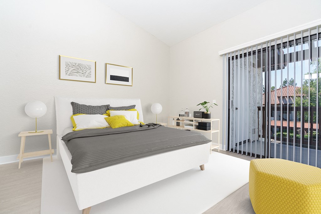 Bedroom with balcony entrance at Ridgecrest, Lake Forest, CA