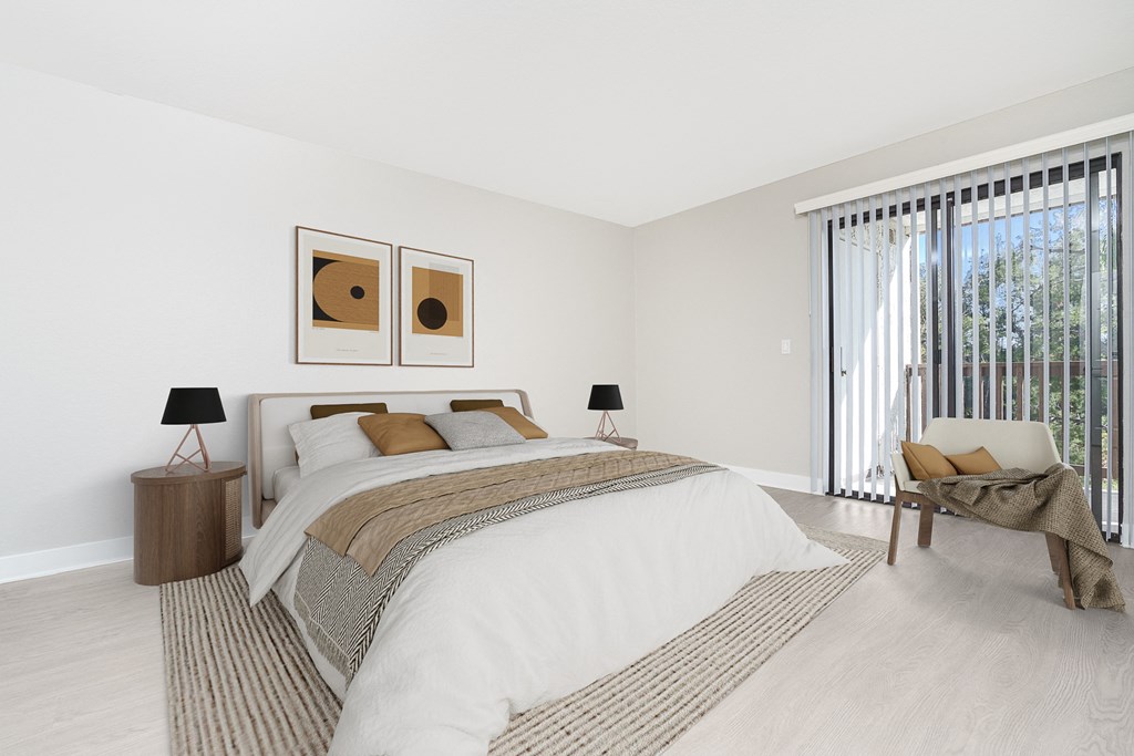 Bedroom with balcony entrance at Ridgecrest, Lake Forest, California
