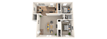 2 Bed 1 Bath Floorplan A at Nola 624, California