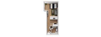 S3A - Studio Floorplan at Noda Apartments, Seattle, WA 98101