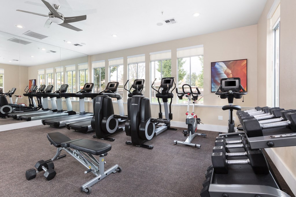 Napa, CA Apartments for Rent - Montrachet Fitness Center with Cardio Equipment and Free Weights