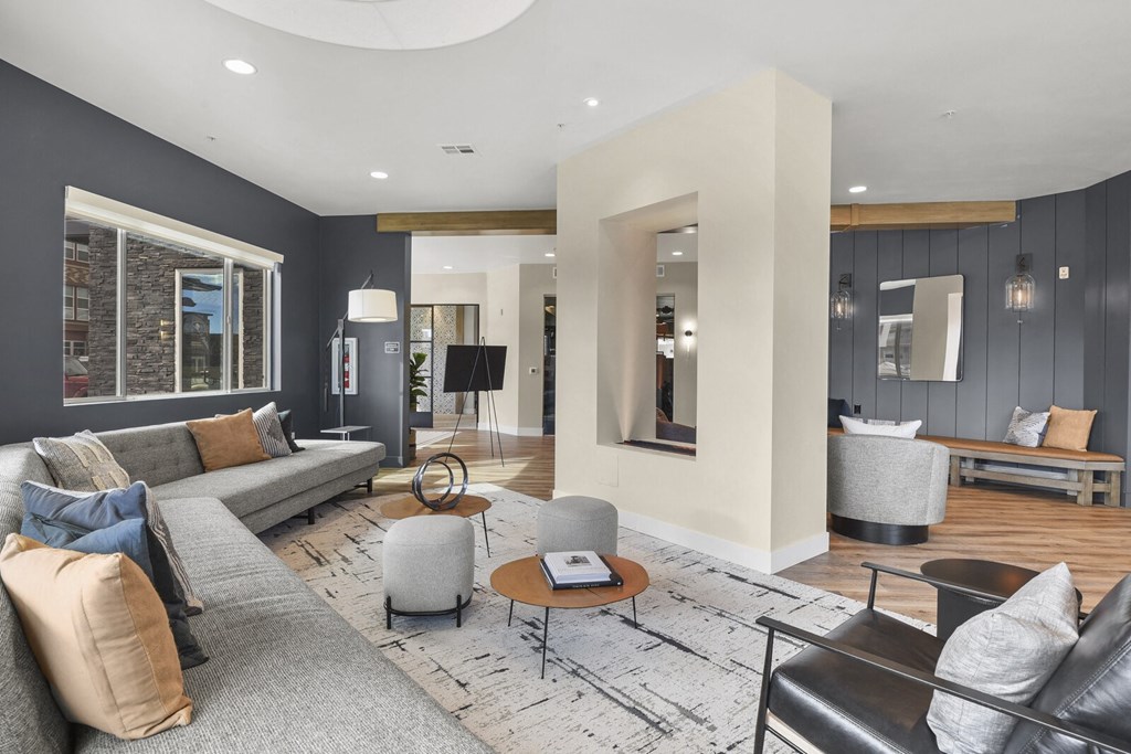 a living room with a couch and a coffee table at Parkside at Littleton Village, Littleton, CO