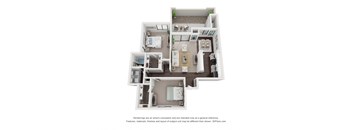 a stylized floor plan with a bedroom and living room at Vaseo Apartments, Phoenix Arizona