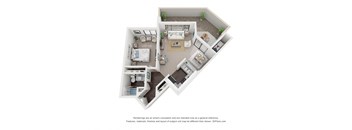 a conceptual drawing of a floor plan with a bedroom and living room at Vaseo Apartments, Phoenix, AZ 85022