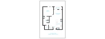 A black and white floor plan of a one bedroom apartment.