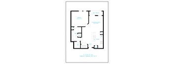 A black and white floor plan of a one bedroom apartment.