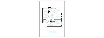 A black and white floor plan of a 2 bedroom, 2 bathroom apartment.