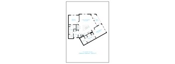 A black and white floor plan of a 2 bedroom, 2 bathroom apartment.