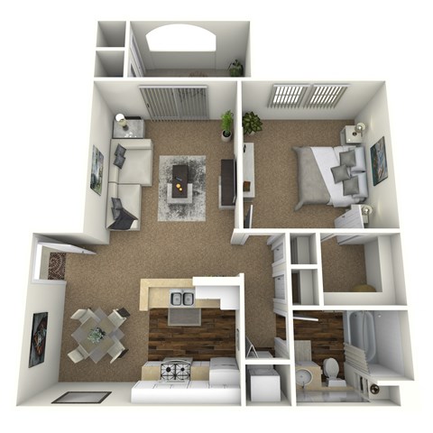 Santa Anita floor plan image - 1 bed 1 bath - 805 sqft