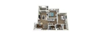 Santa Barbara floor plan image - 2 bed 2 bath - 995 sqft