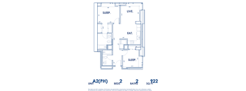 A blueprint of a house layout with labeled rooms such as sleep, live, and eat.