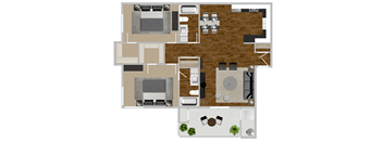 2 Bedroom 2 Bath Floor Plan at Solterra At Civic Center, Norwalk, 90650-8308  