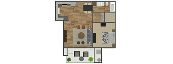 1 Bed 1 Bath Floor Plan at Solterra At Civic Center, Norwalk, CA 90650-8308  