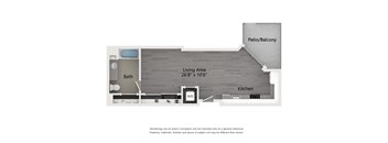 A1 studio 1 bath floor plan 493 square feet