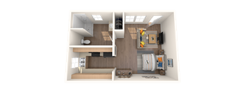 1 Bed 1 Bath Floorplan at Nola 624, California, 91790