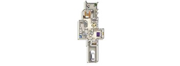 Summit Renovated – 1 Bedroom 1 Bath Floor Plan Layout – 837 Square Feet