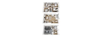 Three different floor plans of a house are shown.