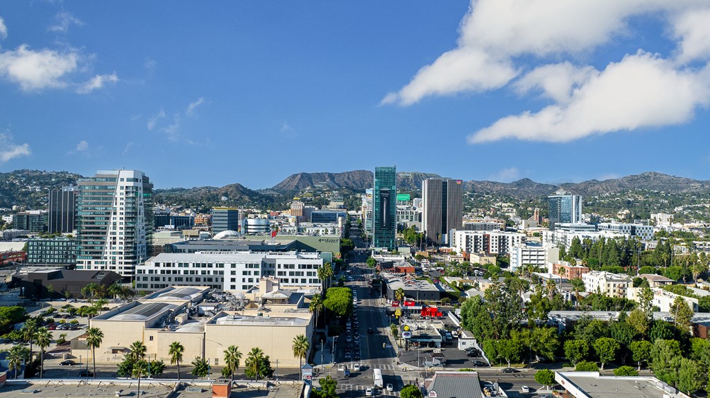 View of the city with Sunset Vine Towers in the distance