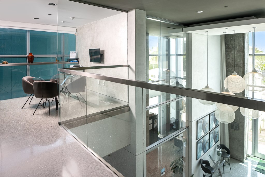 a view of the lobby from the second floor