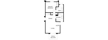 Sedona - 1 Bedroom 1 Bath Floor Plan Layout - 630 Square Feet