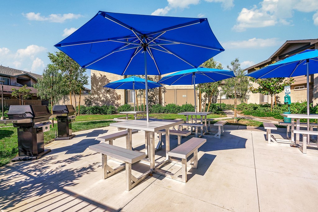 Picnic seating with BBQ grills