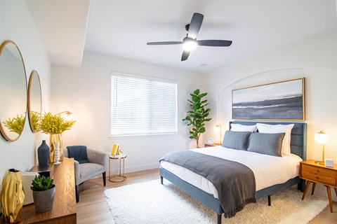 Bedroom with Hardwood-Style Flooring at Terracina, Broomfield, 80020