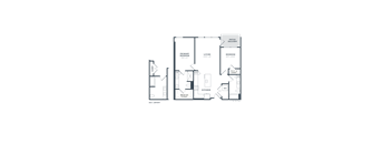 A floor plan of a house with a garage, primary bedroom, living room, and kitchen.