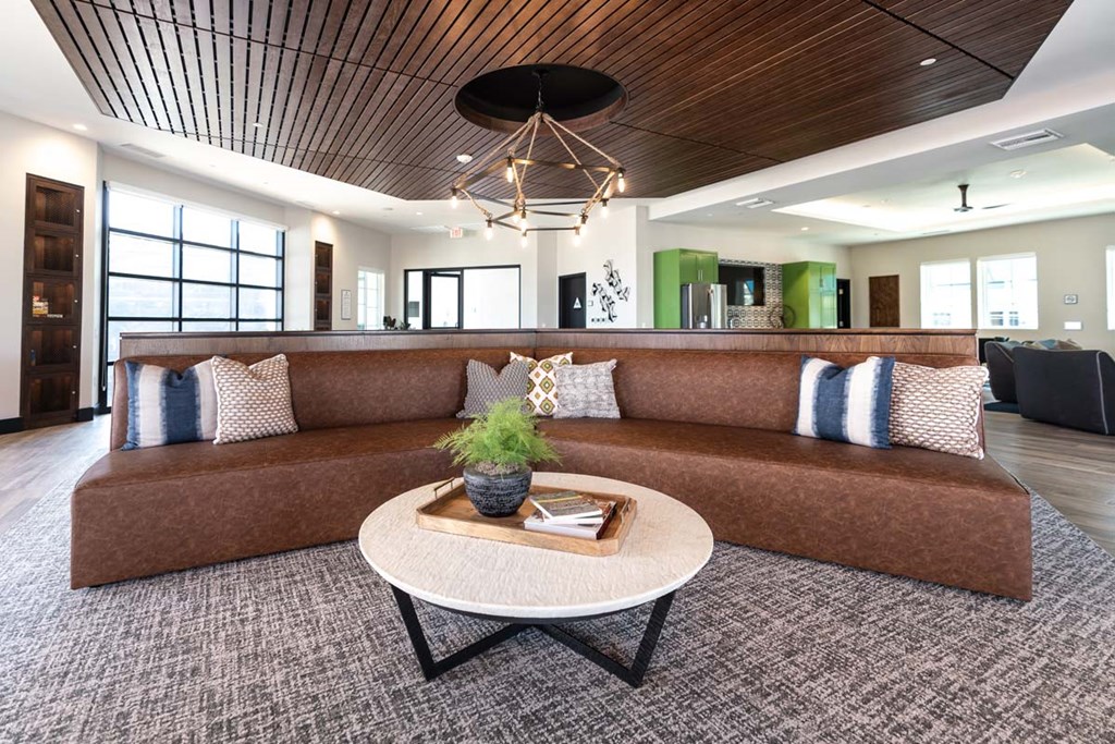 a living room with a couch and a coffee table