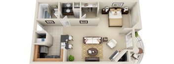 Studio A_525 Square Feet at The Preston Miracle Mile Apartments, Los Angeles, CA, 90036