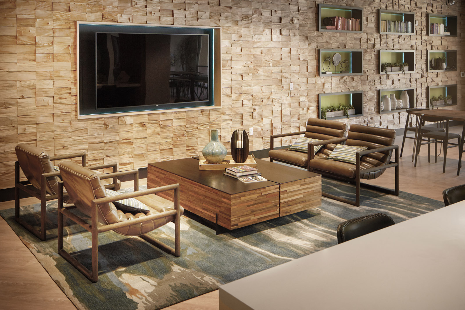 Clubroom seating area and TV