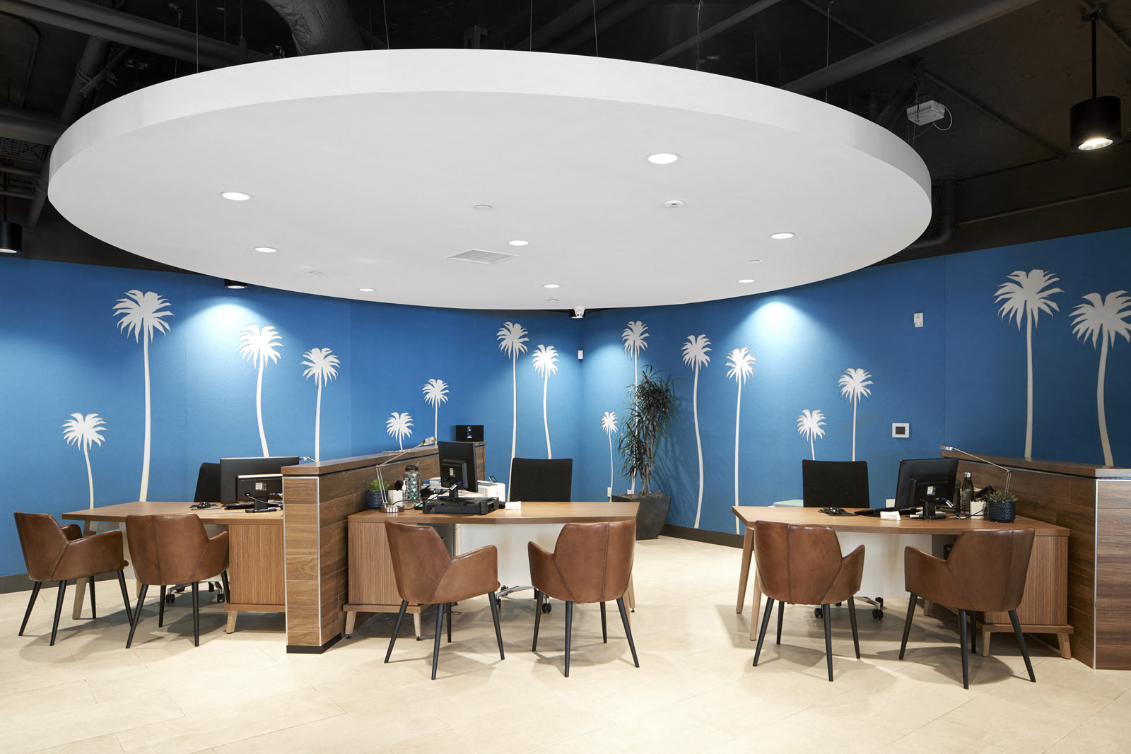 Business center with computers